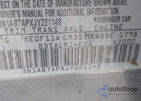 2018 Nissan Sentra Sr из США, поврежденный, VIN 3N1AB7APXJY221148